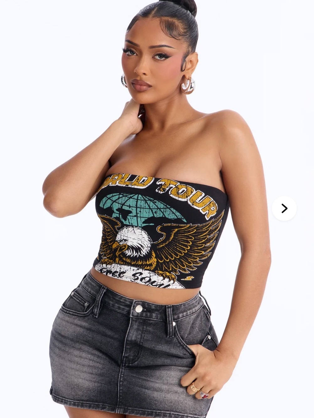 World Tour Cropped Tube Top - Black